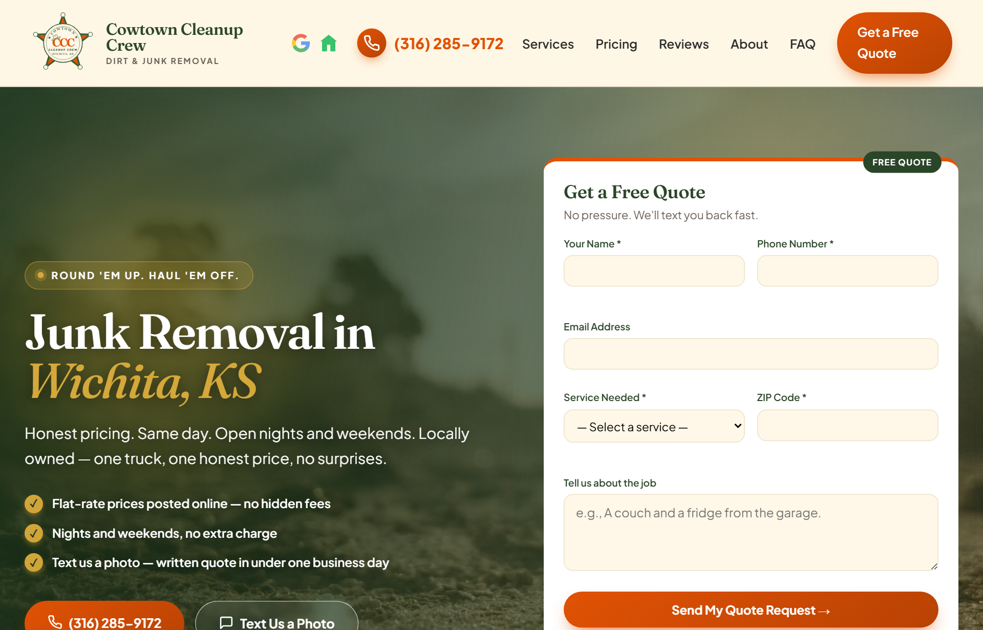 Cowtown Cleanup Crew website built by Axis Digital Studios